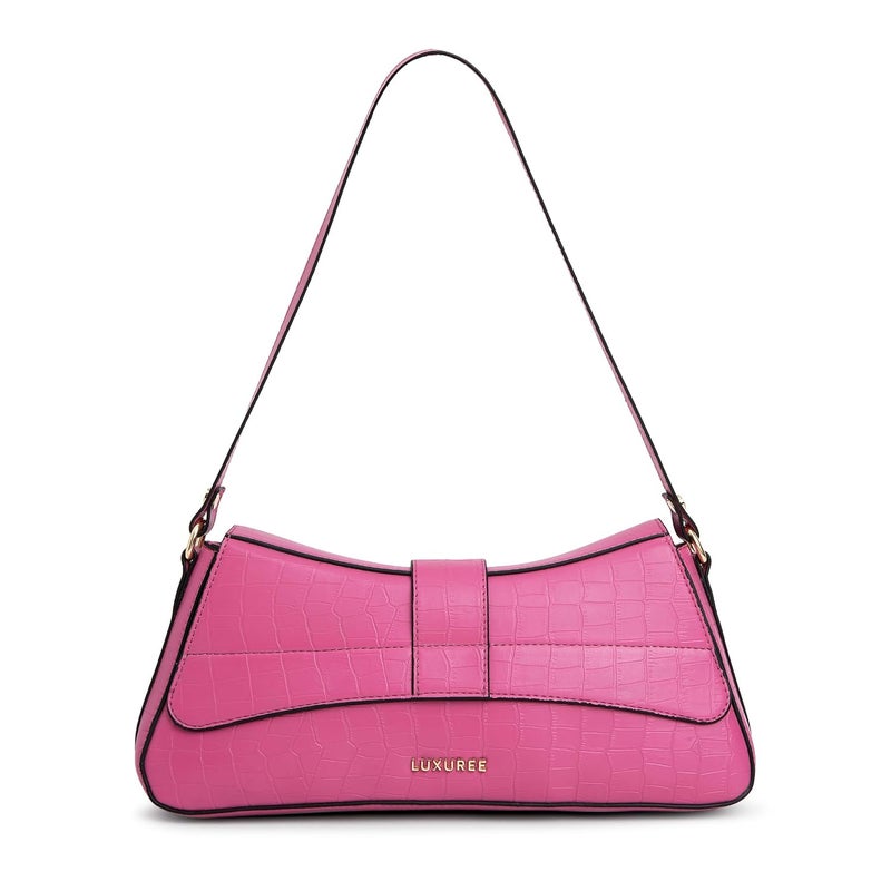 KLEIO Vegan Leather Structured Shoulder HandBag for Women - Pink - Image 3